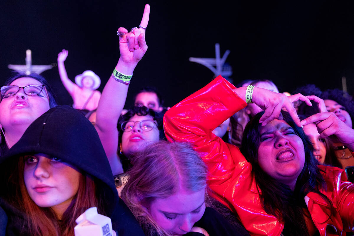 Fans listen to Avril Lavigne’s set during When We Were Young music festival at the Las V ...