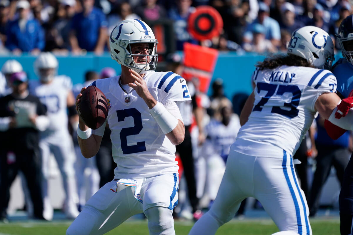 Indianapolis Colts quarterback Matt Ryan (2) throws during the first half of an NFL football ga ...