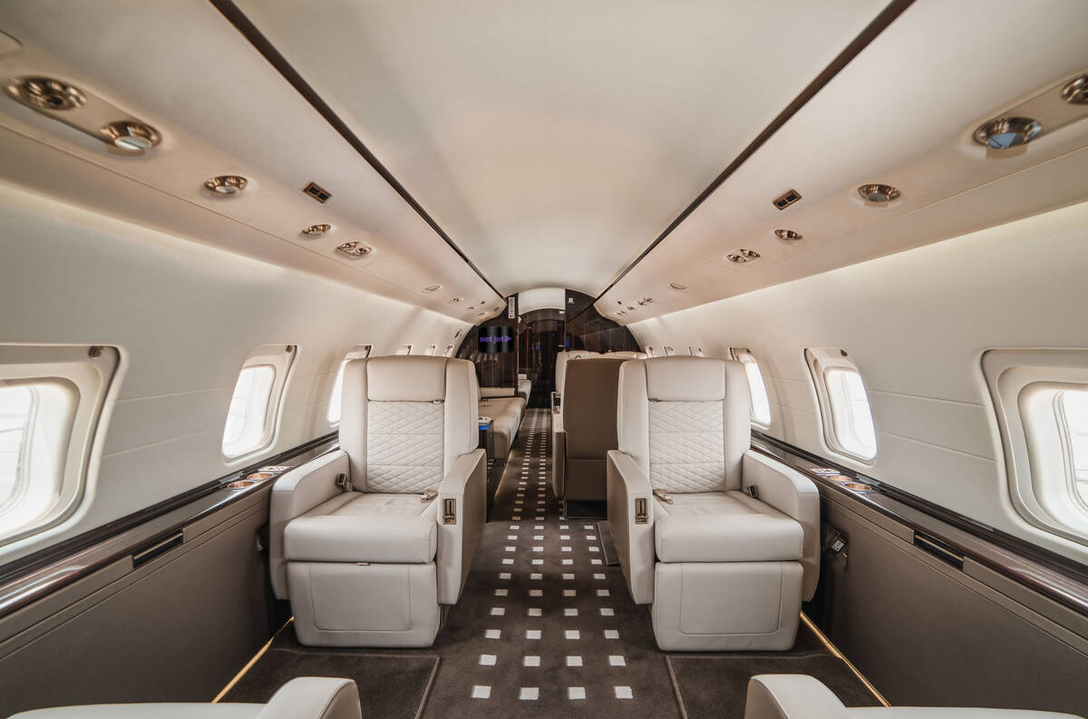 A cabin interior from one of Set Jet's Bombardier Challenger 850 jet aircraft. (Courtesy Set Jet)