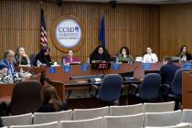 The Clark County School Board holds a meeting at the Edward A. Greer Education Center on Sept. ...