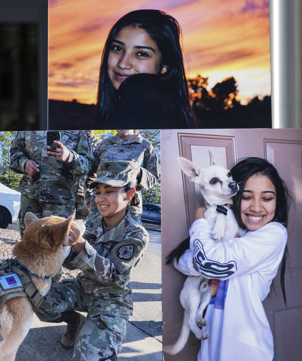 Photographs of shooting victim Graciela Gomez, 22, are displayed during a press conference wher ...