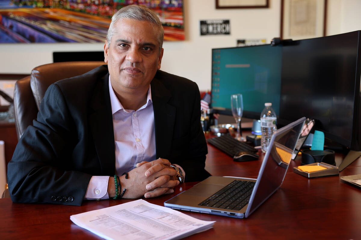 Ash Mirchandani at his office in Las Vegas Monday, Oct. 24, 2022. Mirchandani is the founder of ...