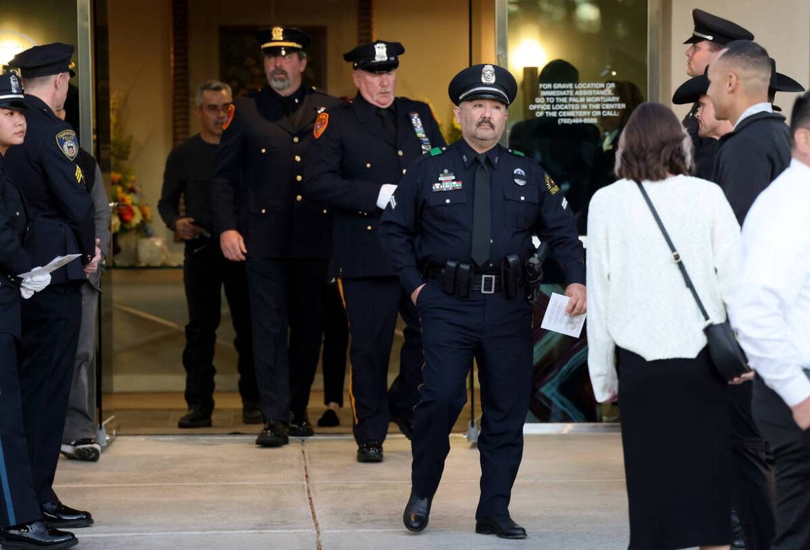 Officers from across the country during public visitation for fallen Las Vegas police officer T ...