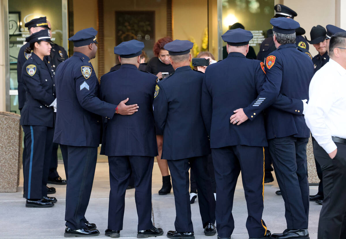 Officers from across the country during public visitation for fallen Las Vegas police officer T ...