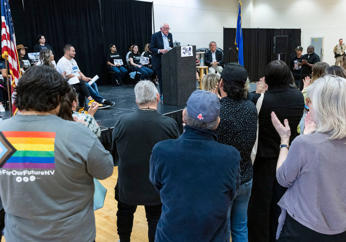 U.S. Senator Bernie Sanders speaks at East Las Vegas Community Center to rally Democrats to vot ...