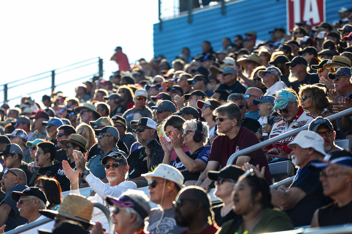 Attendees at the NHRA Nevada Nationals at the Las Vegas Motor Speedway on Sunday, Oct. 30, 2022 ...