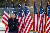 President Donald Trump greets the crowd at a "Stop the Steal" rally on Jan. 6, 2021, ...