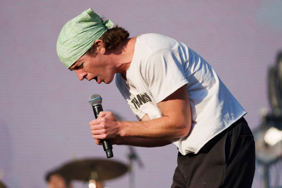 Brendan Yates of Turnstile performs at All Points East at Victoria Park in London, Friday, Aug. ...