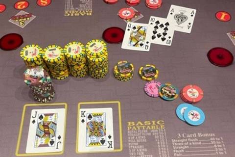 A player got a royal flush playing Let It Ride on Monday, Oct. 31, 2022, at the Flamingo, winni ...