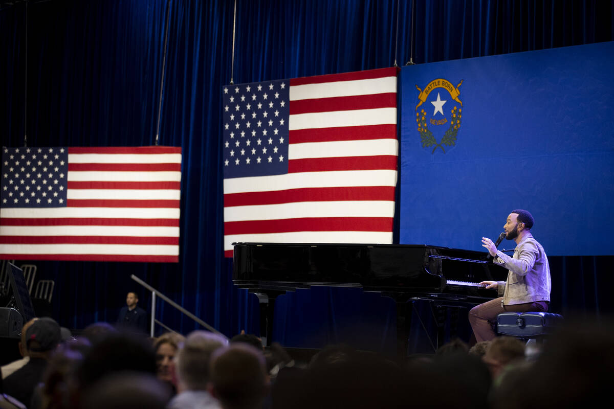 Musician John Legend performs during a campaign rally organized by Nevada Democratic Victory at ...