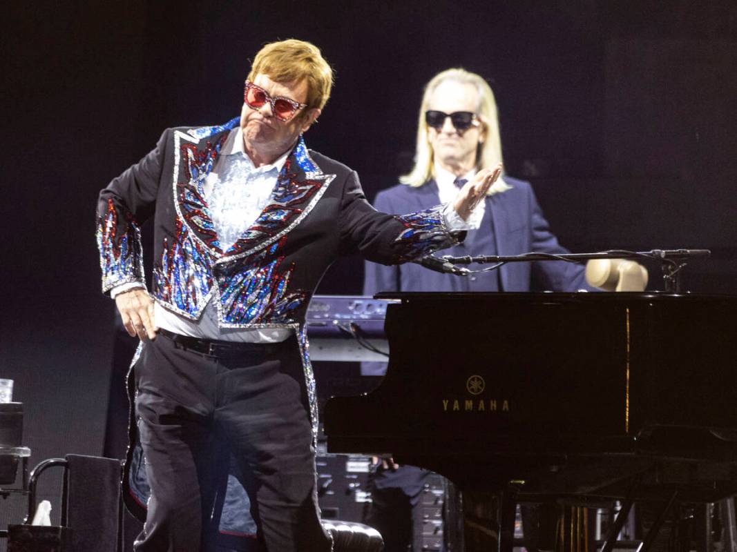 Elton John acknowledges the crowed during his ''Farewell Yellow Brick Road,'' final tour at All ...