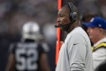 Raiders defensive coordinator Patrick Graham coaches from the sideline during the second half o ...