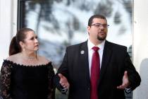 Nye County Commissioner Leo Blundo speaks during a news conference at the Nye County Commission ...