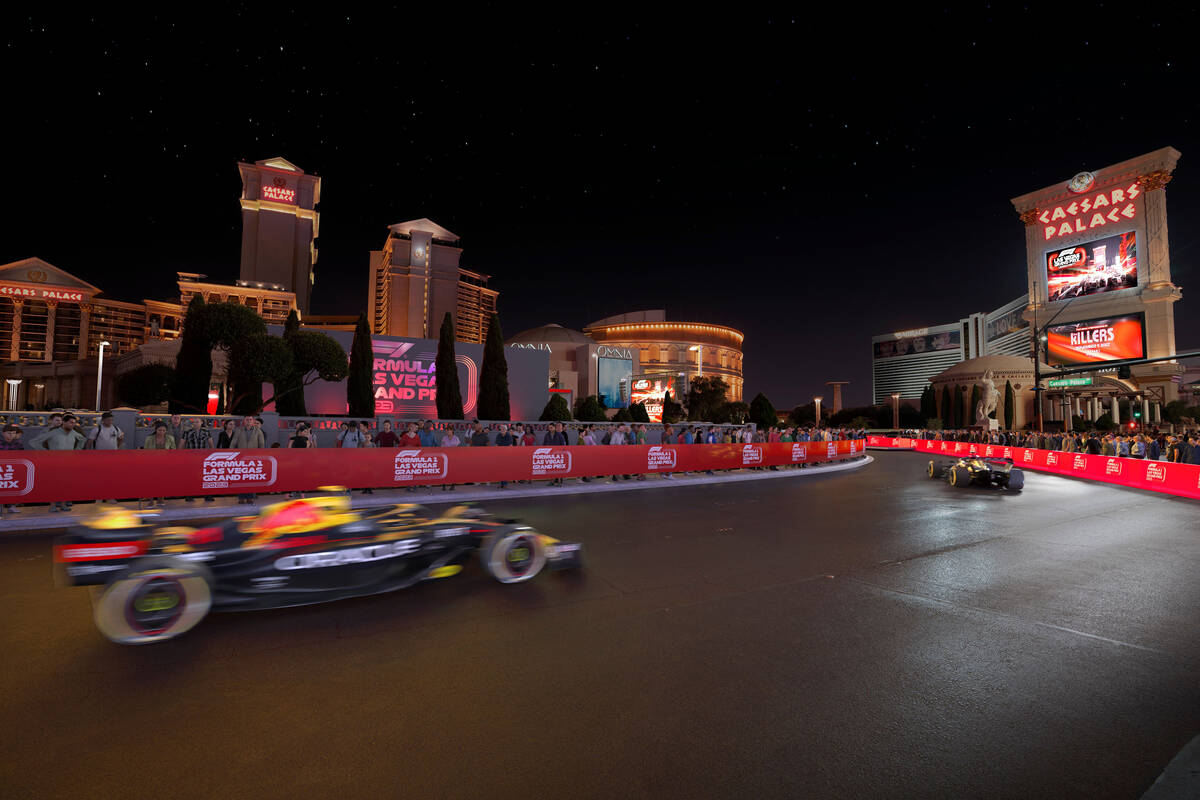 A rendering depicts a Formula One demo slated to occur Nov. 5, 2022, on the Las Vegas Strip. (C ...