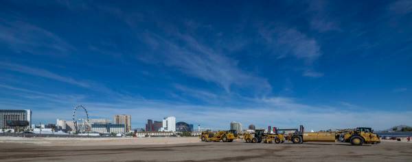 Formula One Las Vegas Grand Prix construction site of future paddock located off of Koval Lane ...