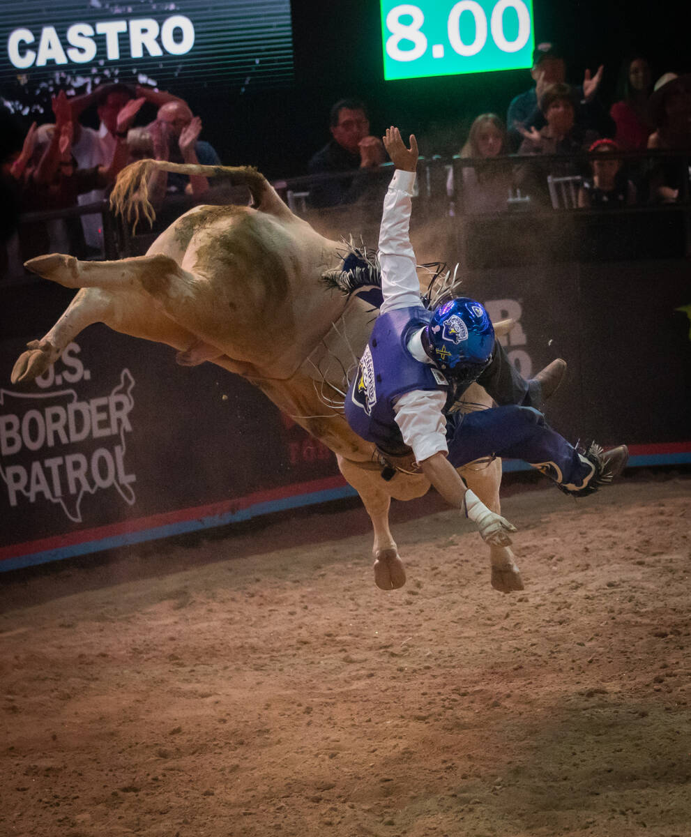 Nashville Stampede’s Kaique Pacheco during his run at the Pro Bull Riders team champions ...