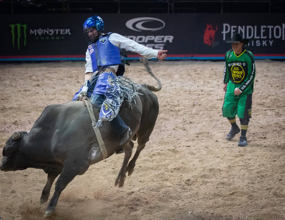 Nashville Stampede’s Silvano Alves rides Hunter during the Pro Bull Riders team champion ...