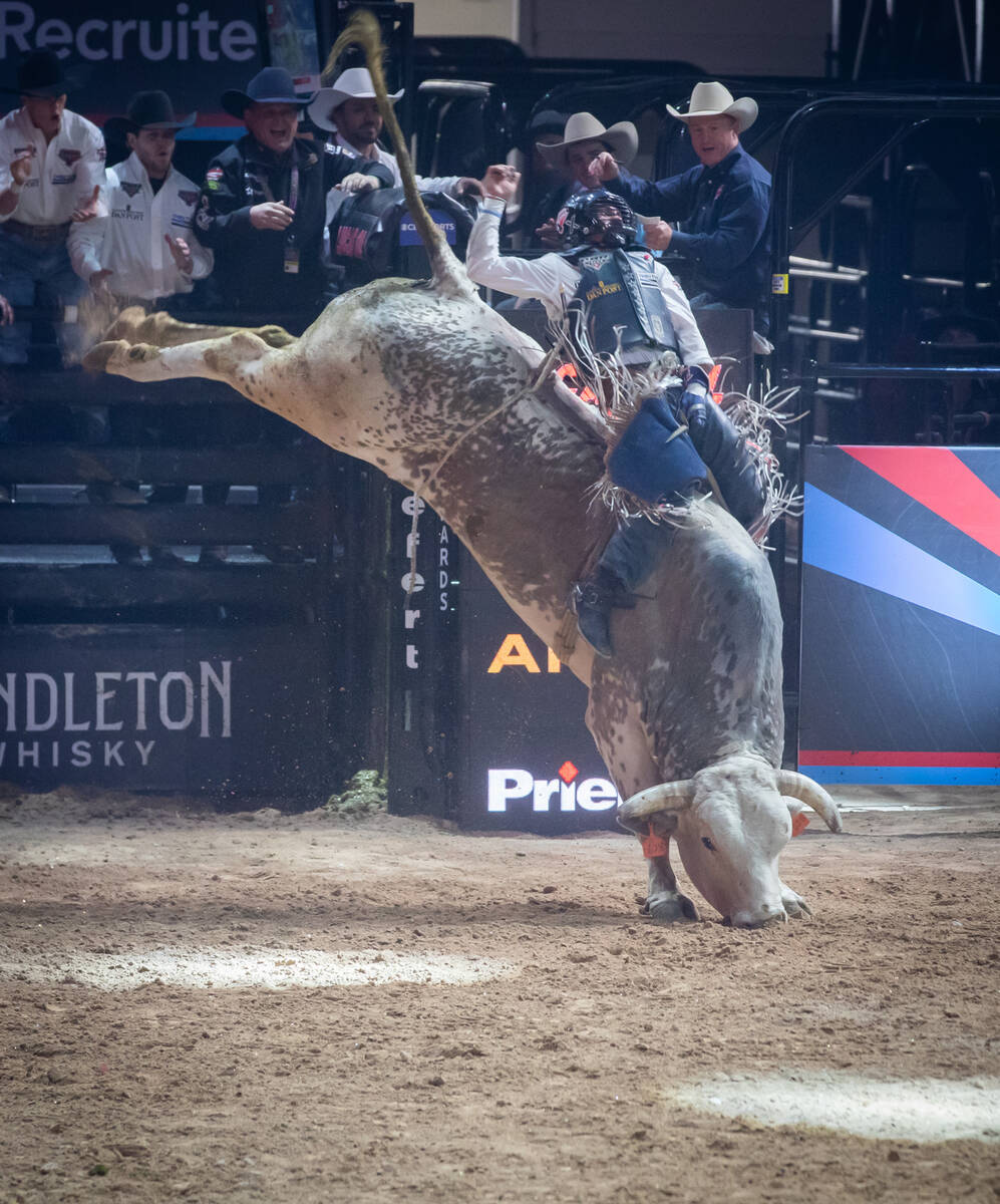 Oklahoma Freedom’s Chase Outlaw during his run at the Pro Bull Riders team championship ...