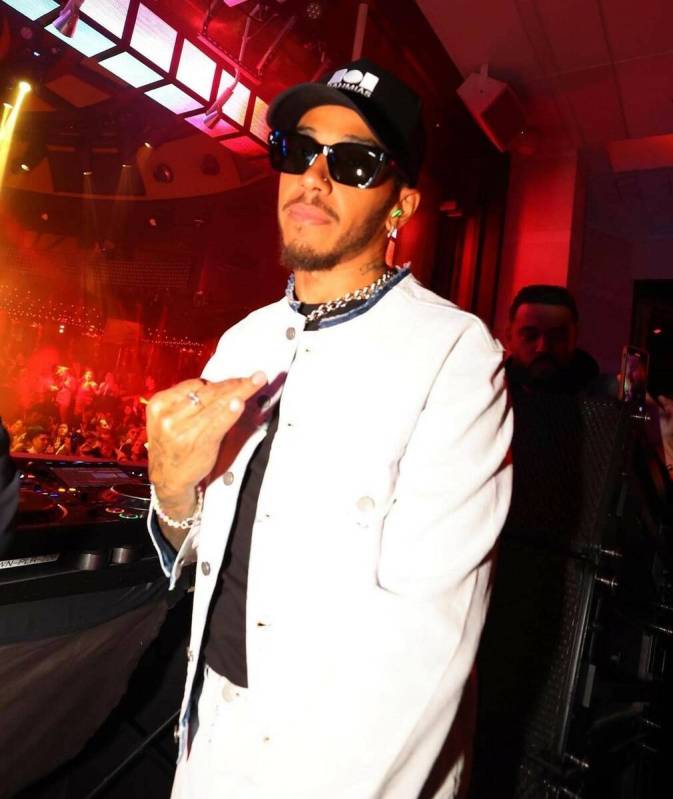 F1 superstar Lewis Hamilton celebrates Diplo's birthday and Hamilton's visit to the Strip for t ...