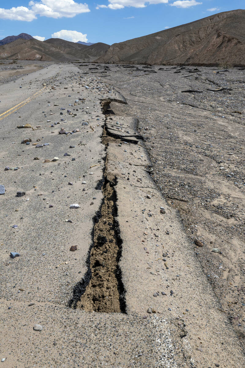 Severe road damage along Daylight Pass Road currently closed due to the effects of recent flood ...