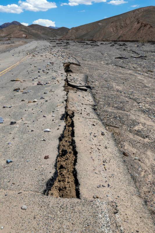 Severe road damage along Daylight Pass Road currently closed due to the effects of recent flood ...