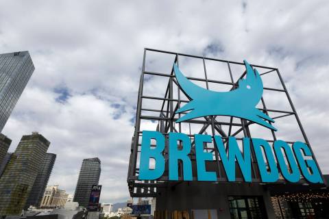 The new BrewDog sign atop Showcase Mall will be part of the Las Vegas Strip skyline on Friday, ...