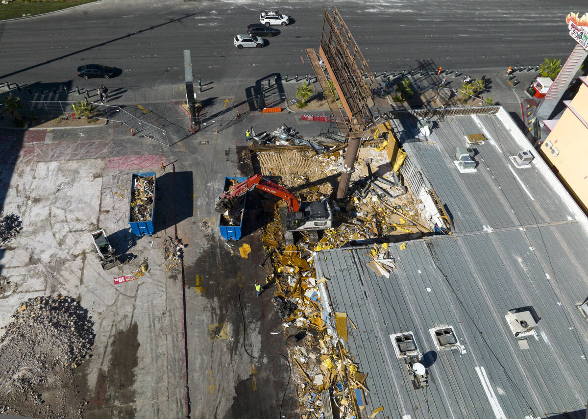 Demolition is underway at the site of what used to be the Travelodge motel on the Strip, 3735 L ...