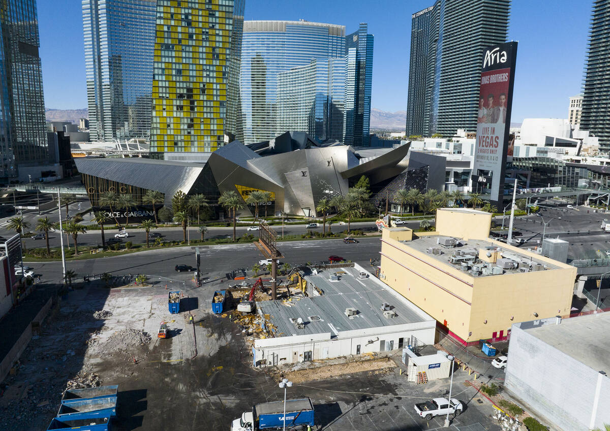 Demolition is underway at the site of what used to be the Travelodge motel on the Strip, 3735 L ...