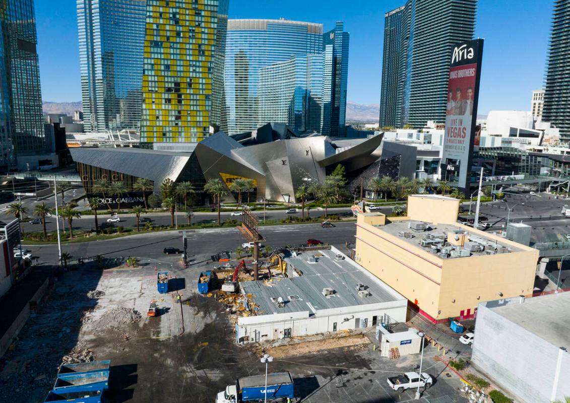 Demolition is underway at the site of what used to be the Travelodge motel on the Strip, 3735 L ...