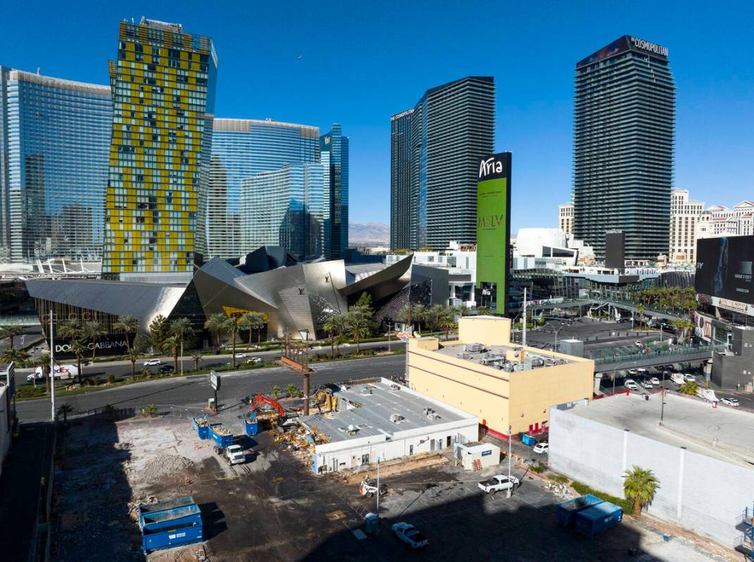 Demolition is underway at the site of what used to be the Travelodge motel on the Strip, 3735 L ...