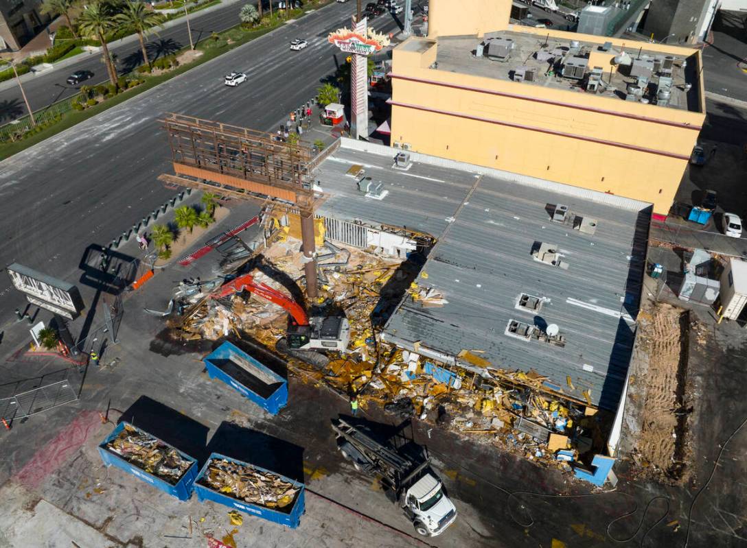 Demolition is underway at the site of what used to be the Travelodge motel on the Strip, 3735 L ...