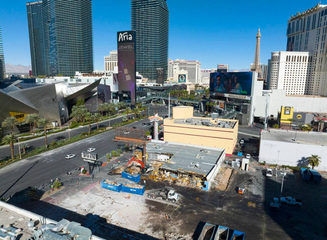 Demolition is underway at the site of what used to be the Travelodge motel on the Strip, 3735 L ...