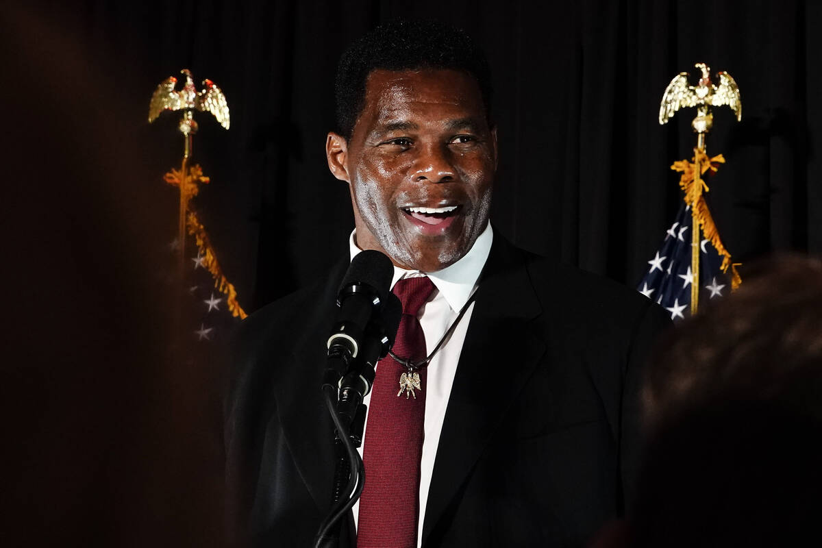 Republican U.S. Senate candidate Herschel Walker speaks during an election night watch party on ...