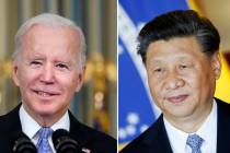 FILE - This combination image shows U.S. President Joe Biden in Washington, Nov. 6, 2021, and C ...