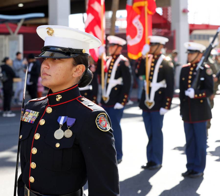 Cadet Major Michelle Romero, a battalion commander with Desert Pines High School Marine Junior ...