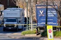 A Virginia State Police crime scene investigation truck is on the scene of an overnight shootin ...