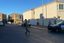 FILE - Las Vegas police investigating a homicide in the 5200 block of Tipper Avenue on Tuesday, ...