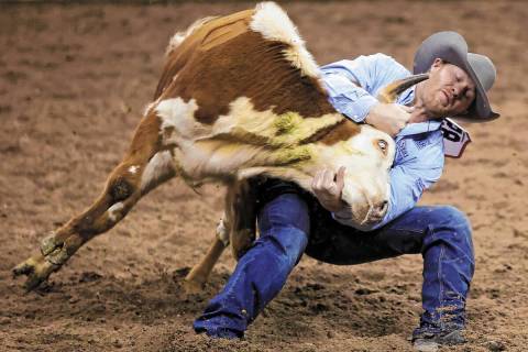 Stetson Jorgensen leads all qualifiers in steer wrestling entering the Dec. 1-10, 2021, NFR. (E ...