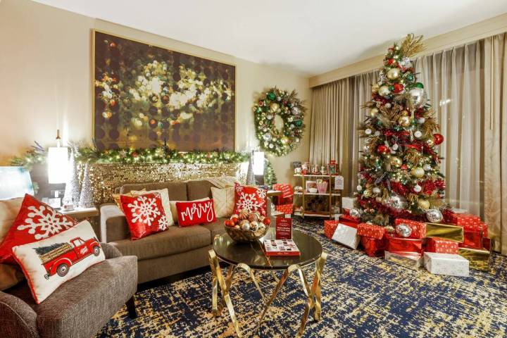 A look inside the "Glam Christmas" suite at the Hilton Las Vegas at Resorts World that was made ...