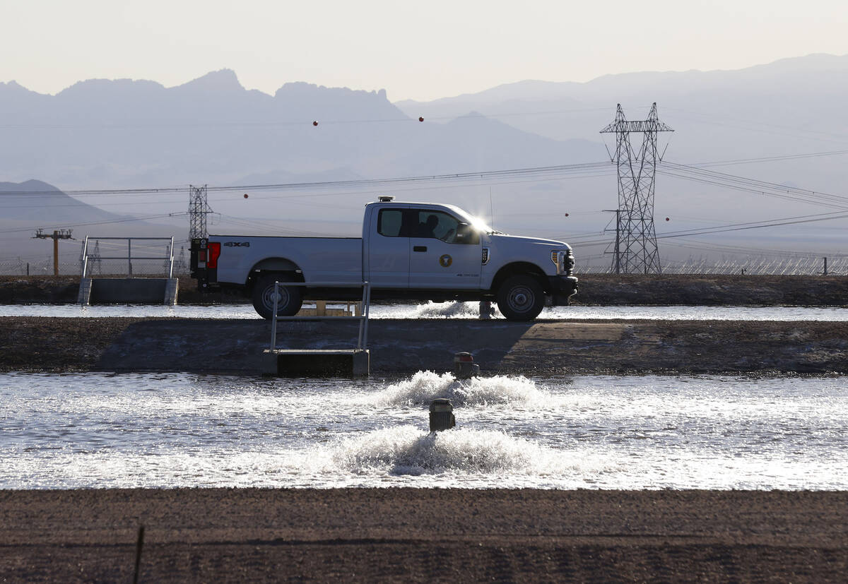 Evaporation ponds at the Boulder City wastewater treatment facility are shown on Wednesday, Nov ...