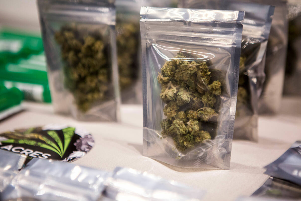 This marijuana is displayed for sale at Acres Dispensary in Las Vegas. (Las Vegas Review-Journal)