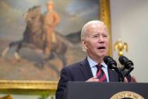 President Joe Biden speaks before signing H.J.Res.100, a bill that aims to avert a freight rail ...