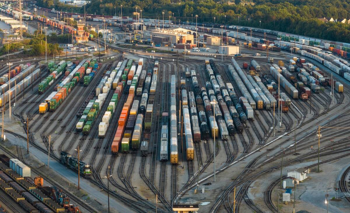 Freight train cars sit in a Norfolk Southern rail yard on Sept. 14, 2022, in Atlanta. (AP Photo ...
