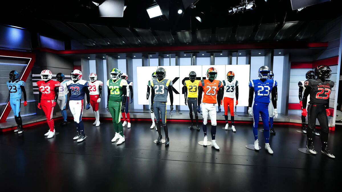 The jerseys for the XFL during the 2023 season are displayed. (XFL)