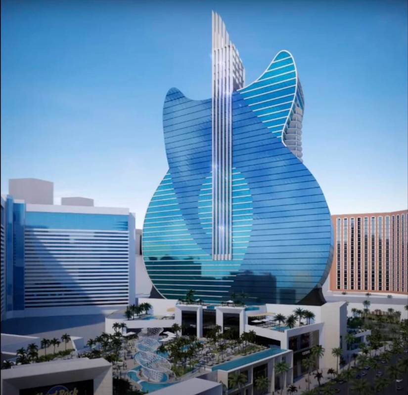 New rendering of Hard Rock International's guitar-shaped hotel along the Las Vegas Strip, share ...