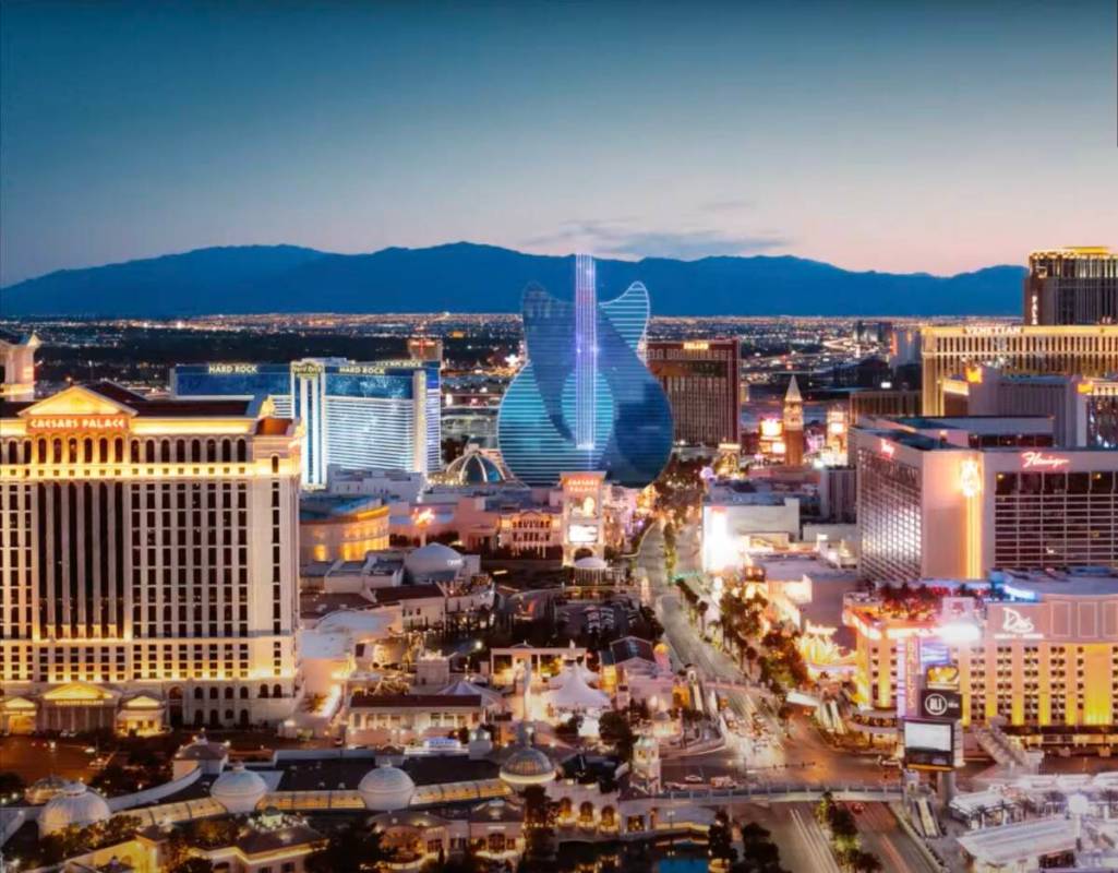 New rendering of Hard Rock International's guitar-shaped hotel along the Las Vegas Strip, share ...