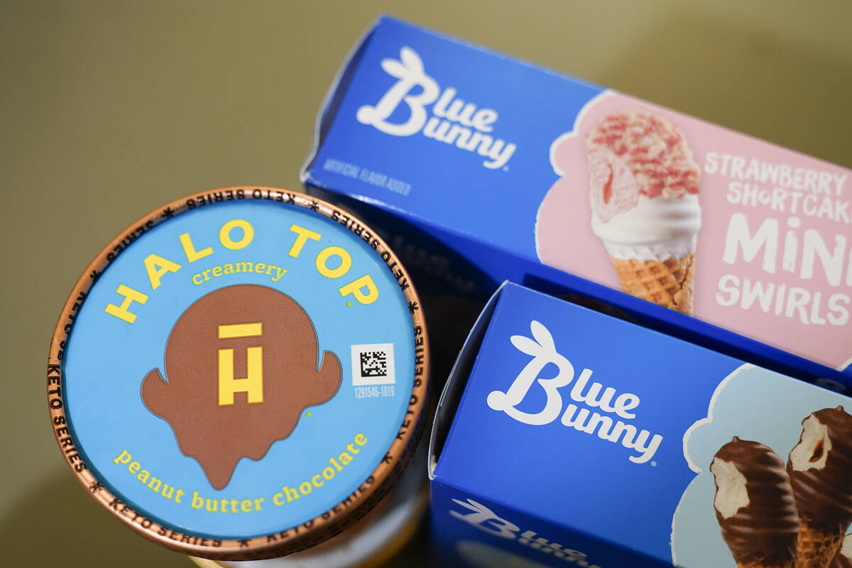 Blue Bunny and Halo Top brand ice cream products are seen in Englewood, N.J., Iowa-based ice cr ...