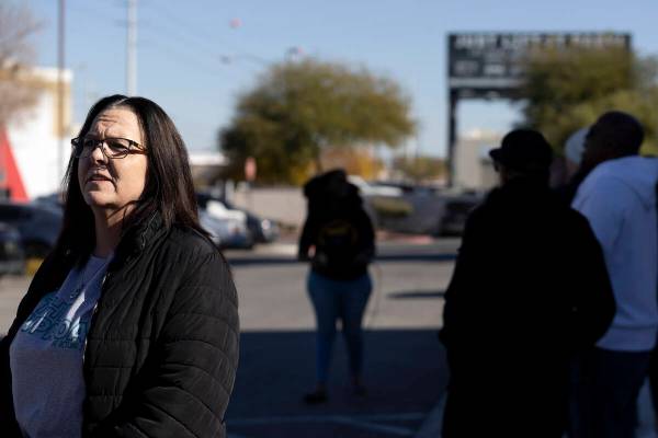 Pamela Browning, who has a loved one in a Nevada prison camp, speaks to the Review-Journal duri ...