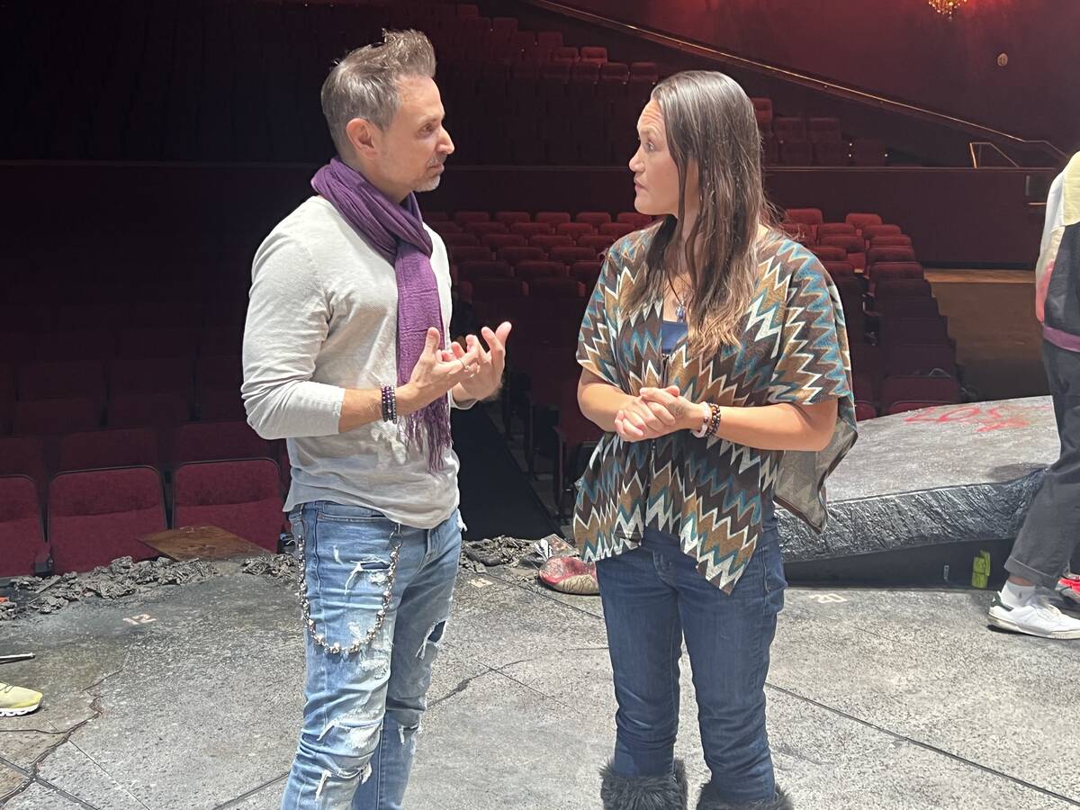Las Vegas shaman Jen Heartfire confers with "Bat Out of Hell -- The Musical" co-star Travis Clo ...