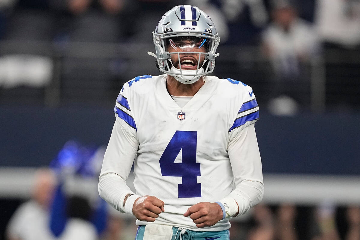 Dallas Cowboys quarterback Dak Prescott (4) reacts after a pass was ruled incomplete during the ...